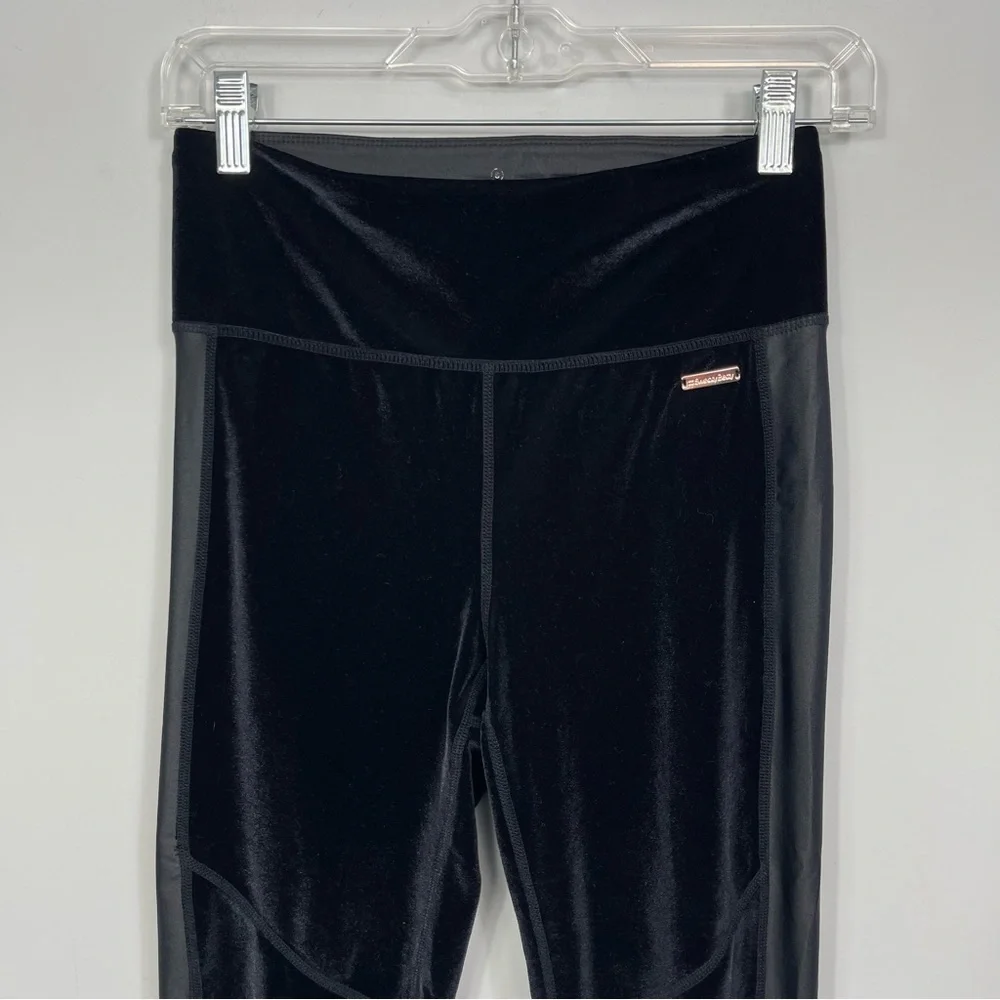 Sweaty Betty Velvet High Waisted Rise Leggings Side Stipe Velour Pants Black S - Picture 7 of 16